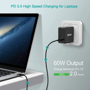 Choetech 60W PD 3.0 Type C Fast Charging USB C Charger UK Plug - Black - Q4004 - GC - Image 2