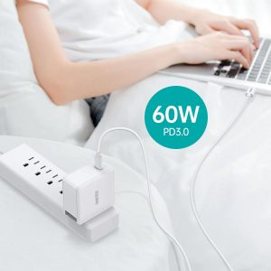 Choetech 60W USB C Charger PD Wall Charger Power Adapter With USB C Cable - White - Q4004 - GC - Image 5