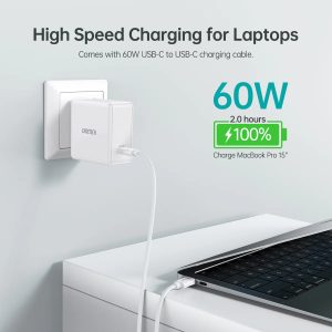 Choetech 60W USB C Charger PD Wall Charger Power Adapter With USB C Cable - White - Q4004 - GC - Image 4