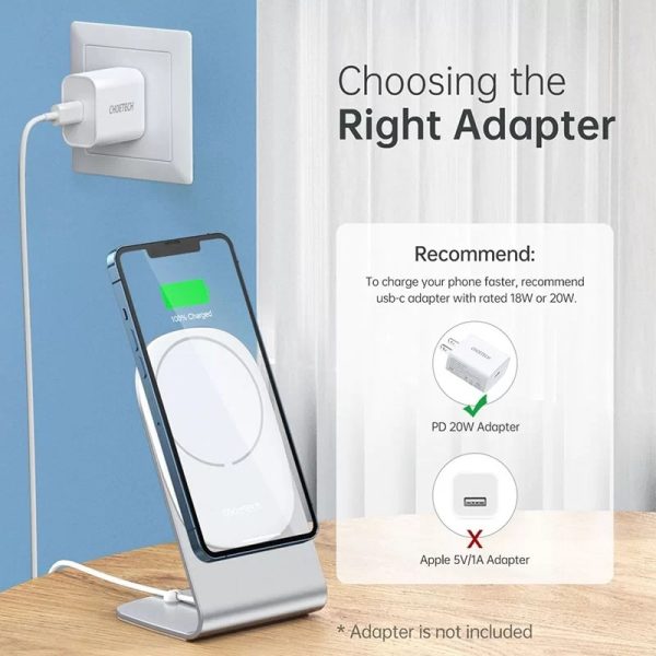 Choetech Magnetic Magsafe Fast Wireless Charger with Stand For iPhones - Silver - T517-H047 - GC - Image 8