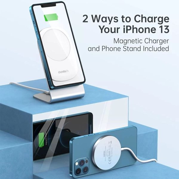 Choetech Magnetic Magsafe Fast Wireless Charger with Stand For iPhones - Silver - T517-H047 - GC - Image 7