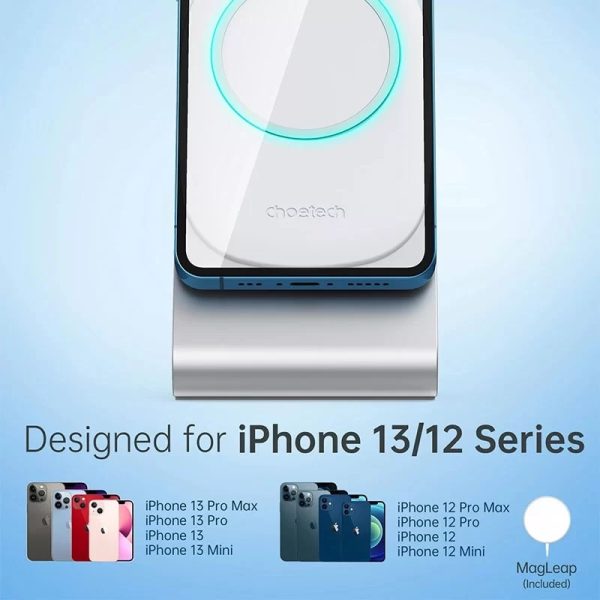 Choetech Magnetic Magsafe Fast Wireless Charger with Stand For iPhones - Silver - T517-H047 - GC - Image 6