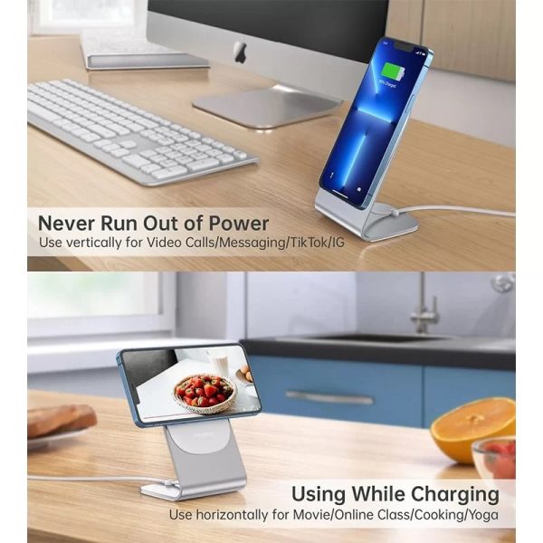 Choetech Magnetic Magsafe Fast Wireless Charger with Stand For iPhones - Silver - T517-H047 - GC - Image 5