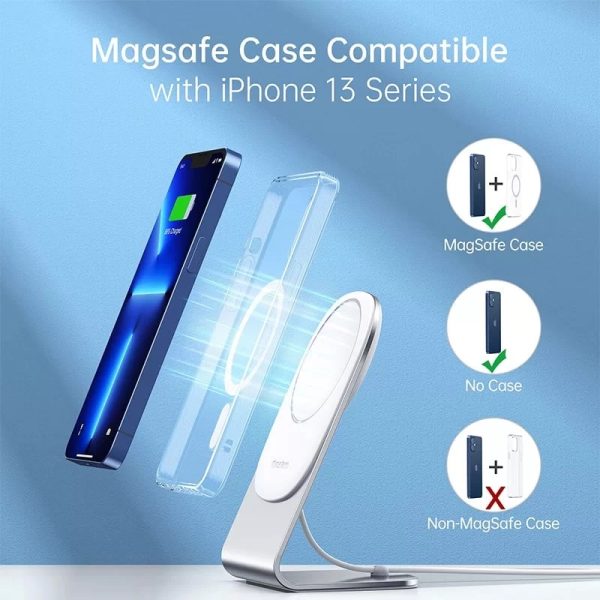 Choetech Magnetic Magsafe Fast Wireless Charger with Stand For iPhones - Silver - T517-H047 - GC - Image 3