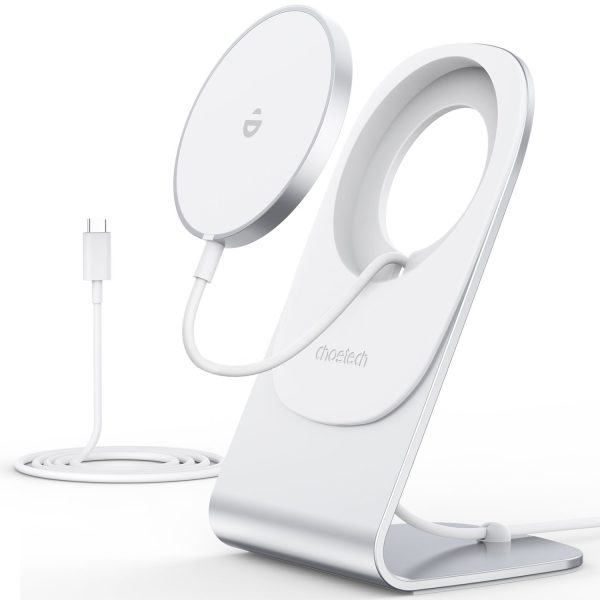 Choetech-T517-H047 Choetech Magnetic Magsafe Fast Wireless Charger with Stand For iPhones - Silver - T517-H047 - GC - Image 1