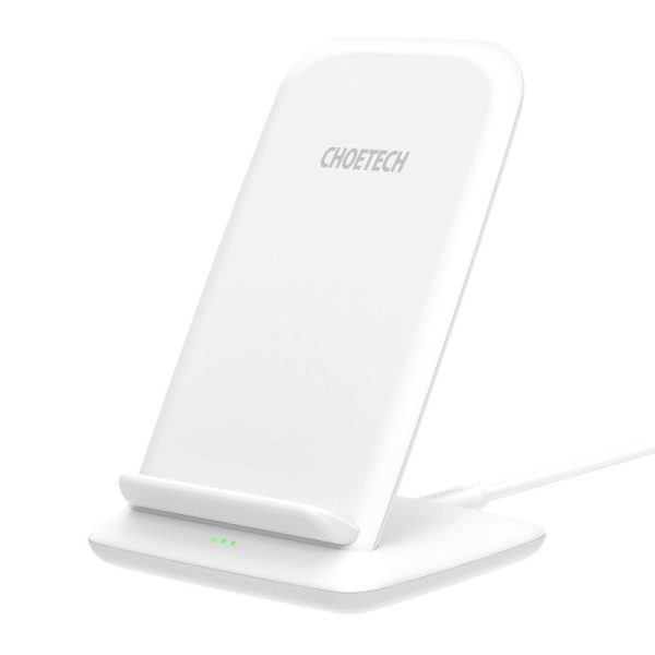 Choetech 15W Fast Wireless Charger Stand with Wall Charger US 1.2m Cable - White - T555-F - GC - Image 7