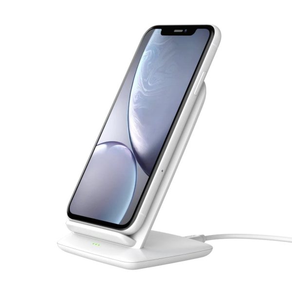 Choetech 15W Fast Wireless Charger Stand with Wall Charger US 1.2m Cable - White - T555-F - GC - Image 3