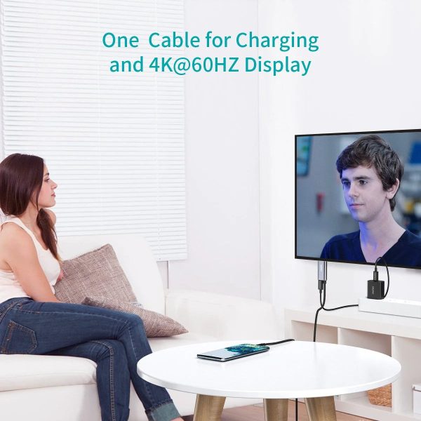 Choetech USB Type C To HDMI Cable With 60W Power Delivery Charging Port Adapter 6FT 4K - Grey - XCH-M180 - GC - Image 6