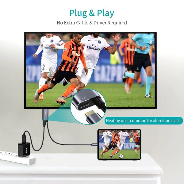 Choetech USB Type C To HDMI Cable With 60W Power Delivery Charging Port Adapter 6FT 4K - Grey - XCH-M180 - GC - Image 3