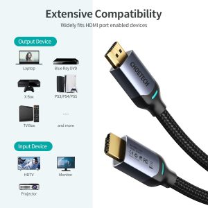 Choetech 8K HDMI To HDMI Nylon Braided Cable 2m - Black - XHH01 - GC - Image 9