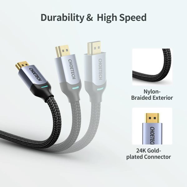 Choetech-XHH01-7 Choetech 8K HDMI To HDMI Nylon Braided Cable 2m - Black - XHH01 - GC - Image 4
