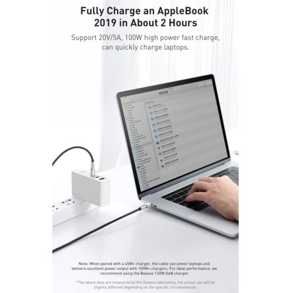 Baseus Cafule Series Metal Data Cable 100W Type-C To Type-C 1M - Black - Image 4