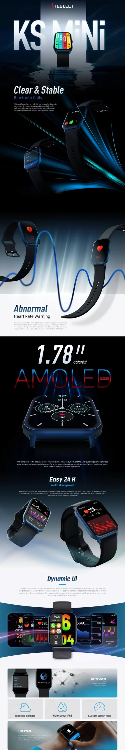 Kieslect Ks Mini Bluetooth Calling Smart Watch scaled