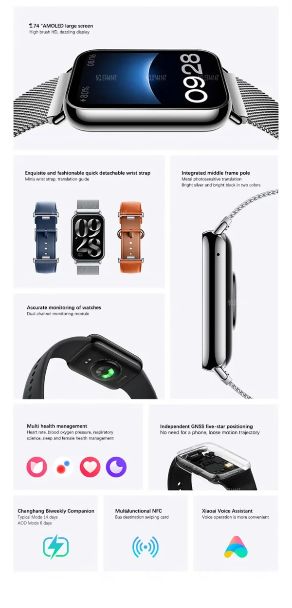Mi Band 8 Pro Fitness Band - Black - Image 5