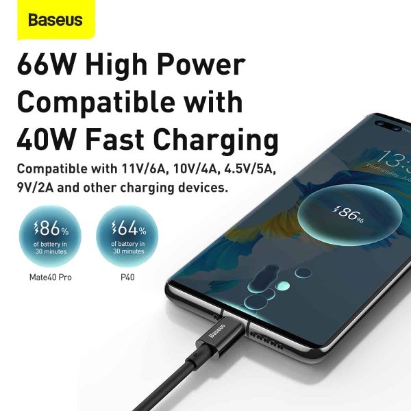 Baseus Superior Series Fast Charging Data Cable USB to Type-C 66W 1M - Black - Image 7