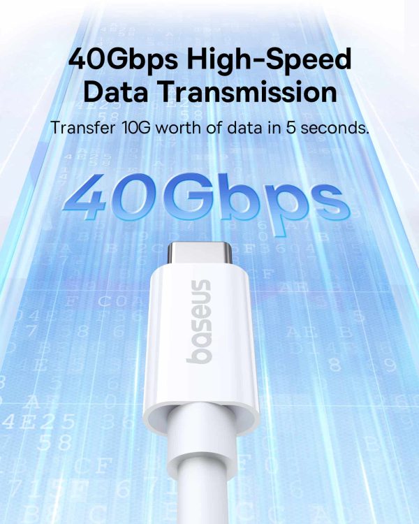 Baseus Superior Series 2 USB4 Full-Function Fast Charging Cable Type-C to Type-C 240W 1M - White - Image 2