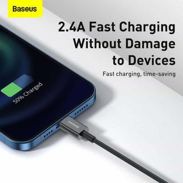 a-4 Baseus Superior Series Fast Charging Data Cable USB to iPhone 2M - Black - Image 5