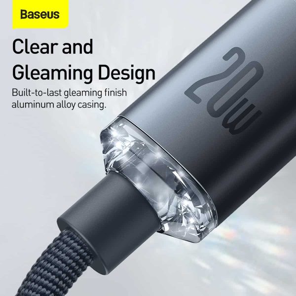 Baseus Crystal Shine Series Fast Charging Data Cable Type-C to iPhone 20W 1.2M - Black - Image 5