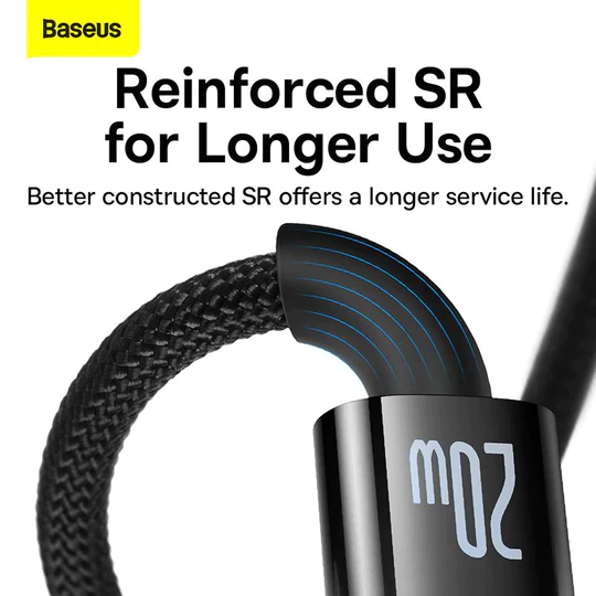 Baseus Explorer Auto Power Off Fast Charging Cable Type C to Iphone 20W 2M - Black - Image 6