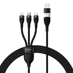 Baseus Flash Series II Two for Three Charging Cable U+C to M+L+C 100W 1.2M - Black