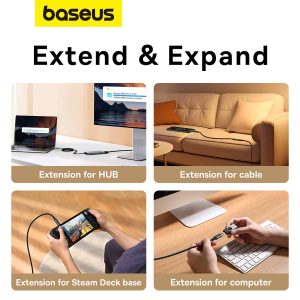 Baseus High Definition Series 10Gbps Extension Cable 1M - Black - Image 4