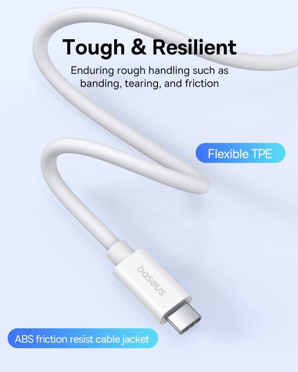 Baseus Superior Series 2 USB4 Full-Function Fast Charging Cable Type-C to Type-C 240W 1M - White - Image 3