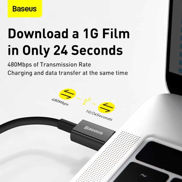 Baseus Superior Series Fast Charging Data Cable Type-C to iPhone PD 20W 1M - Black - Image 2