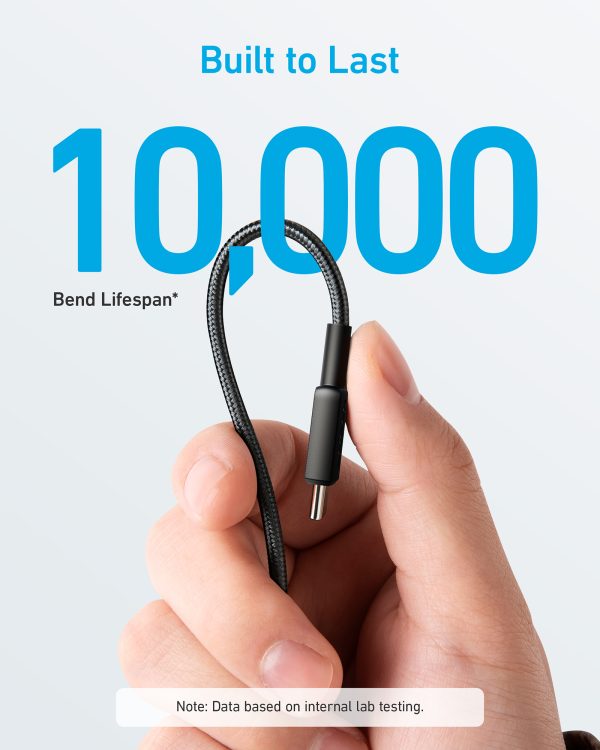 image Anker 322 NYLON USB - C to USB - C Cable 60W 6ft - Black - A81F6H11 - Image 4