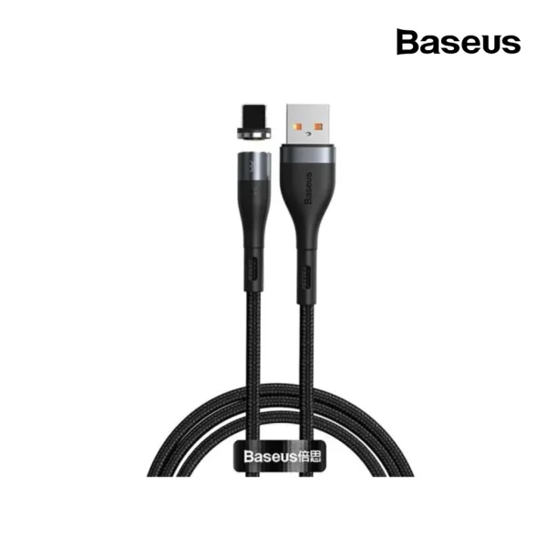 Baseus Zinc Magnetic iPhone Safe Fast Charging Data Cable 2.4A 1M - Black - Image 1