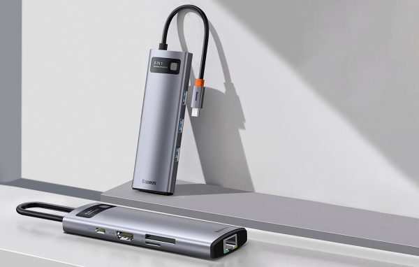 Baseus Metal Gleam Series 8-in-1 Multifunctional Type-C HUB Docking Station - Gray - Image 5