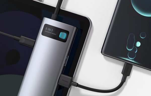 Baseus Metal Gleam Series 8-in-1 Multifunctional Type-C HUB Docking Station - Gray - Image 3