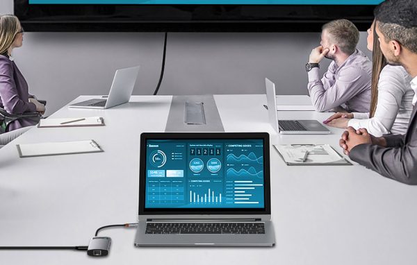 Baseus Metal Gleam Series 8-in-1 Multifunctional Type-C HUB Docking Station - Gray - Image 2