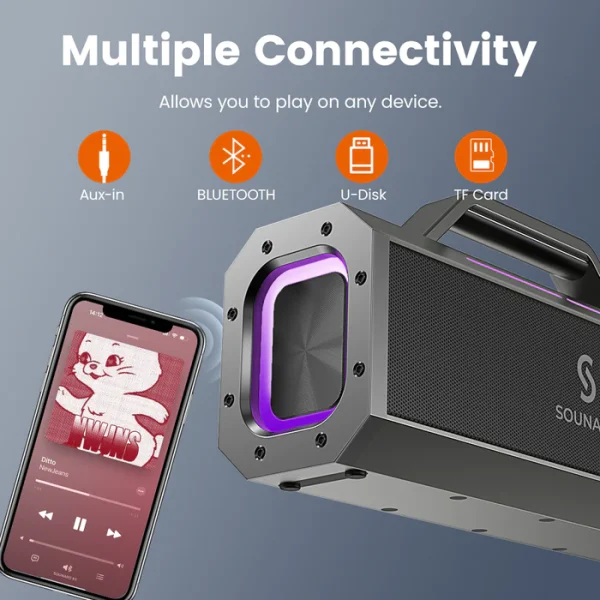 SOUNARC K1 150W Karaoke Party Speaker with Dynamic 2.2 Channel System, 2 Wireless Mics & more - Black - Image 11