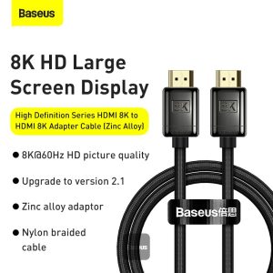 Baseus High Definition HDMI to HDMI Cable 8K 2M - Black - Image 3
