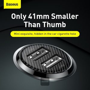 Baseus Grain Dual USB Car Charger 4.8A - Black - Image 6