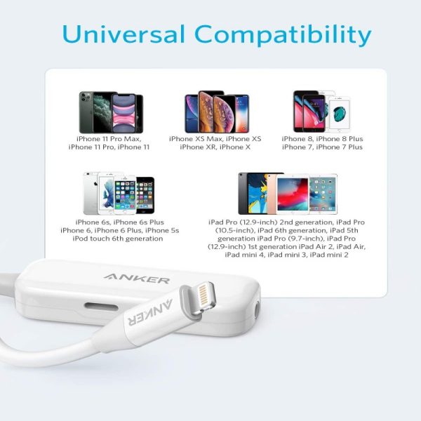 Anker 2-In-1 Audio/Lightning Charging Adapter 3.5mm Headphone Jack - White - A3520H22 - Image 3