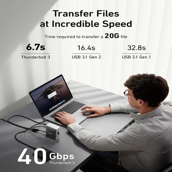 Anker 577 Thunderbolt Docking Station 13-In-1 Thunderbolt 3 - Silver - Image 3