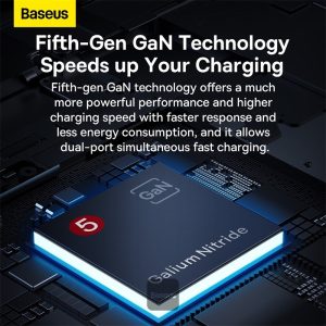 Baseus GaN5 Pro Ultra-Slim Fast Charger C+U 65W CN With Type C to Type C Cable - Gray - Image 5