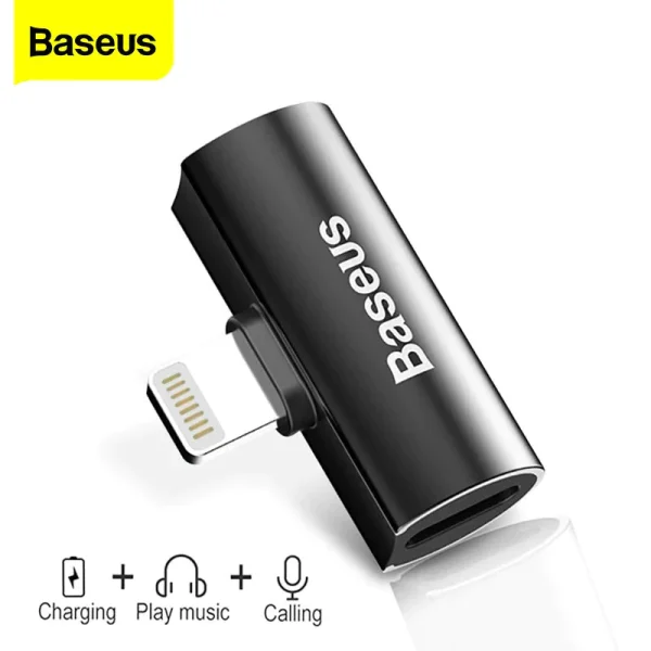 Baseus iPhone lightning Male to Dual iPhone Converter - Black - Image 2