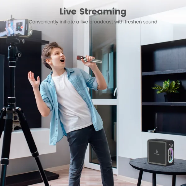 1_3a2a36d1-03cf-45f7-b470-60f3a792c427 Sounarc A3 Pro 160W Karaoke Party Speaker with 4 Driver Units, Supports 2 Wireless Microphones - Black - Image 7