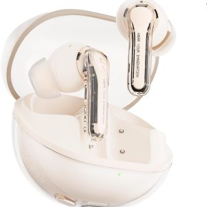 SoundPEATS Clear Wireless Earbuds Bluetooth 5.3 Earphone in Ear Buds 12mm Drivers Dual Mic with ENC Clear Calls Game Mode 40Hrs Playtime IPX4 Transparent Design - Beige - GC