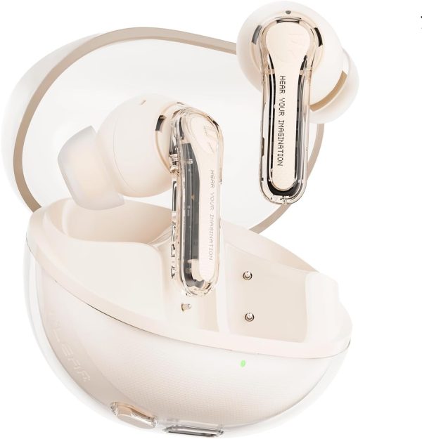 611nSSGrXTL._AC_SL1500_ SoundPEATS Clear Wireless Earbuds Bluetooth 5.3 Earphone in Ear Buds 12mm Drivers Dual Mic with ENC Clear Calls Game Mode 40Hrs Playtime IPX4 Transparent Design - Beige - GC - Image 1