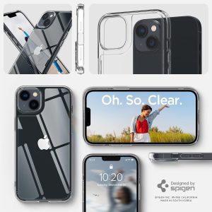 Apple iPhone 14 Quartz Hybrid Glass Back Case with Drop Protection by Spigen - ACS05052 - Crystal Clear - Image 2