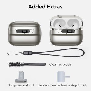 AirPods Pro 2 (2022) ESR Pulse Magnetic Flicklock Case HaloLock - Natural Titanium - Image 2