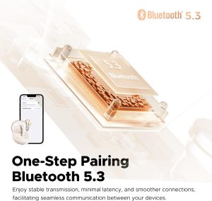 SoundPEATS Clear Wireless Earbuds Bluetooth 5.3 Earphone in Ear Buds 12mm Drivers Dual Mic with ENC Clear Calls Game Mode 40Hrs Playtime IPX4 Transparent Design - Beige - GC - Image 7