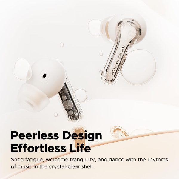 SoundPEATS Clear Wireless Earbuds Bluetooth 5.3 Earphone in Ear Buds 12mm Drivers Dual Mic with ENC Clear Calls Game Mode 40Hrs Playtime IPX4 Transparent Design - Beige - GC - Image 6