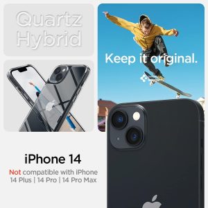 Apple iPhone 14 Quartz Hybrid Glass Back Case with Drop Protection by Spigen - ACS05052 - Crystal Clear - Image 6