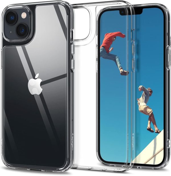 61vLqZra0PL._AC_SL1200_ Apple iPhone 14 Quartz Hybrid Glass Back Case with Drop Protection by Spigen - ACS05052 - Crystal Clear - Image 1