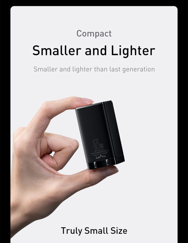 Baseus GaN3 Pro 65W Fast Charger 2C+U CN With Dynamic Series Type C to Type C 100W Cable 1M - Black - Image 6