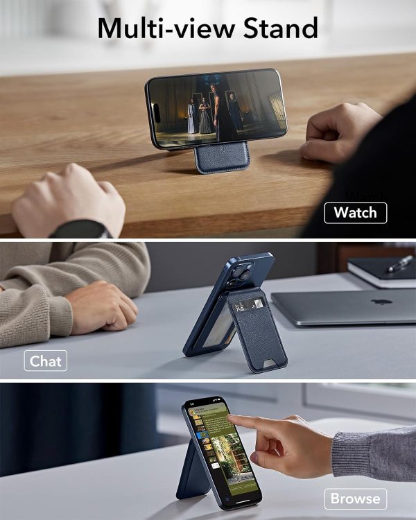 Magsafe Wallet & Stand by ESR made from Vegan Leather by ESR - Blue Titanium - Image 7